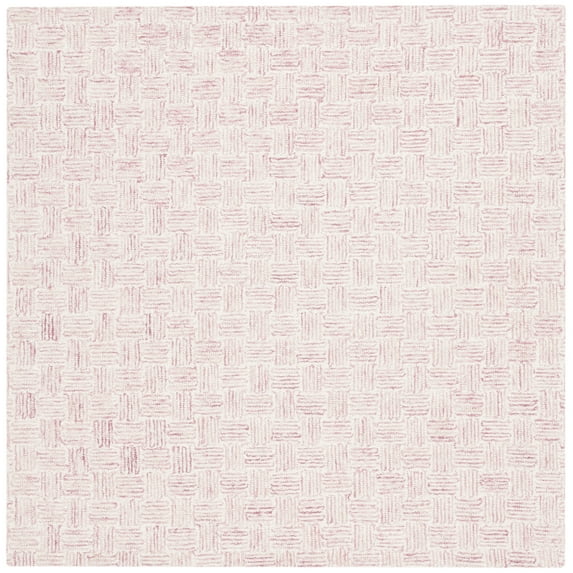 SAFAVIEH Micro-Loop Charlotte Solid Area Rug, Pink/Ivory, 5' x 5' Square