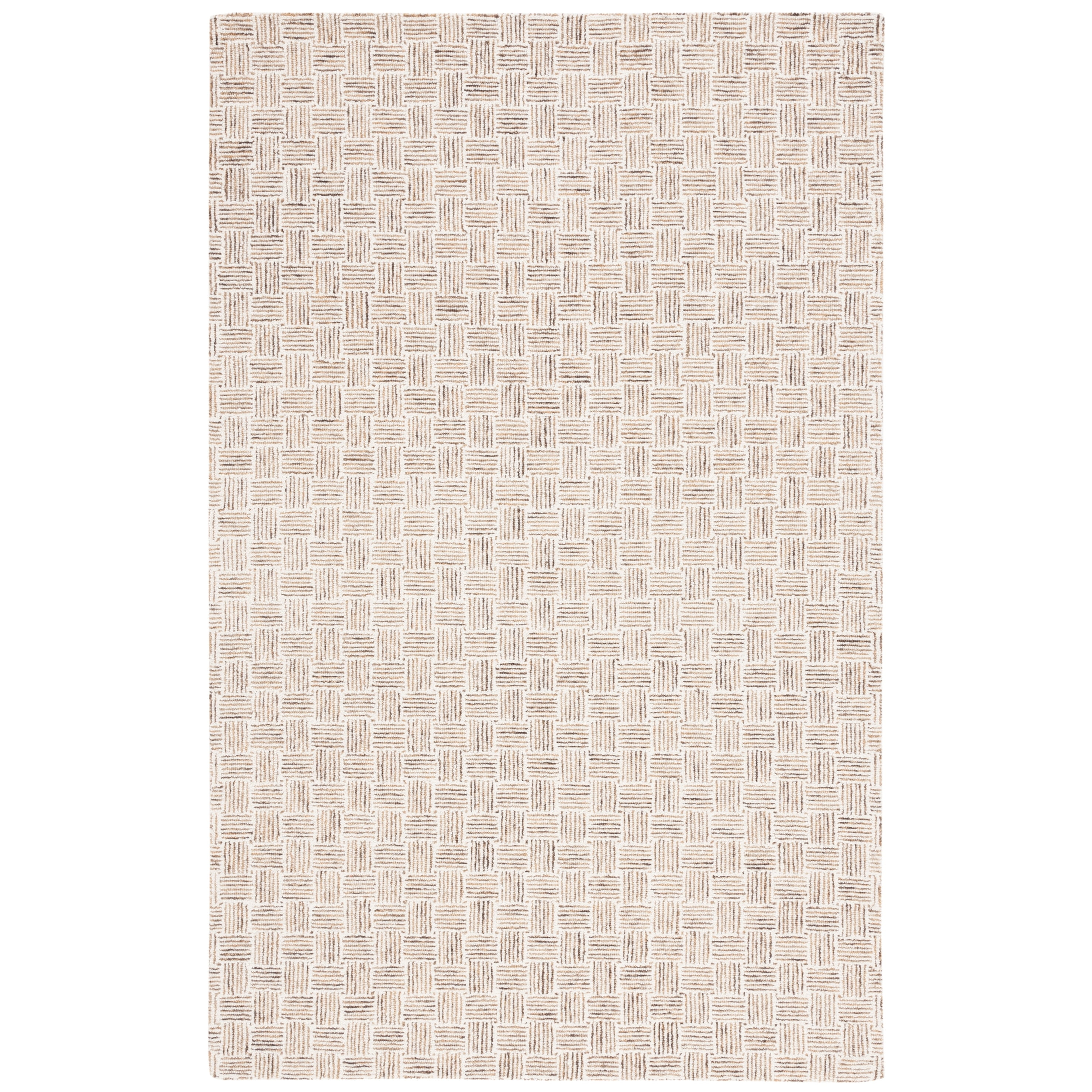 Handmade Taupe and Ivory Wool Tufted Area Rug, 4' x 6'