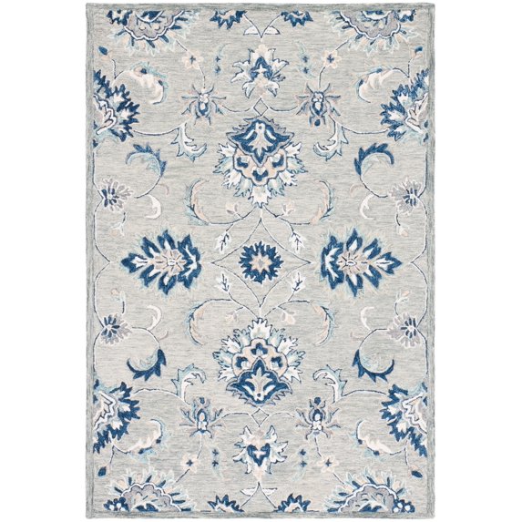 SAFAVIEH Micro-Loop Donnchad Medallion Area Rug, Grey/Blue, 5' x 8'