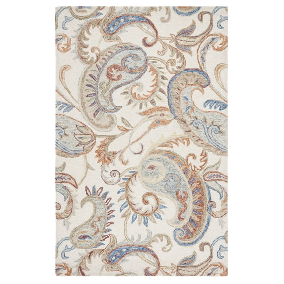 SAFAVIEH Micro-Loop Tendrils Leaves Area Rug, Ivory/Rust, 3' x 5'