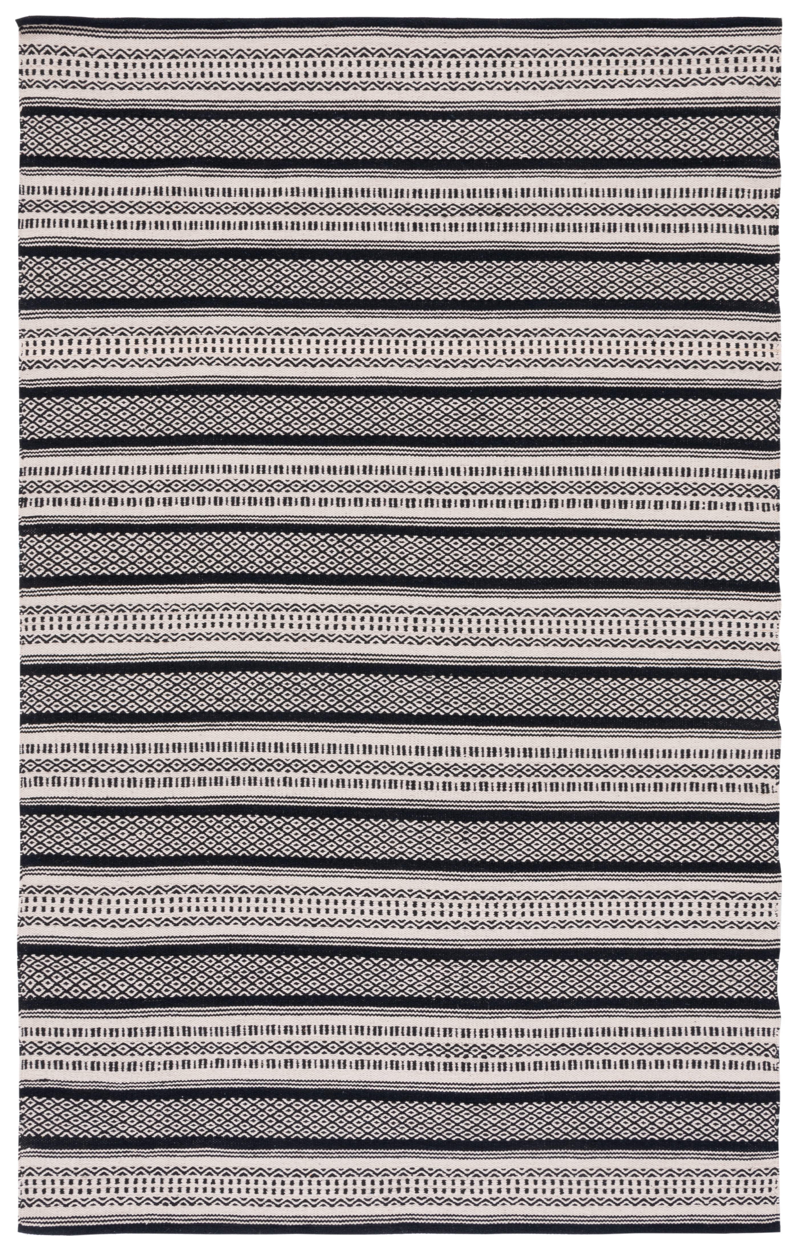 Coastal Charm Black & Ivory Cotton 6' x 9' Handwoven Geometric Rug