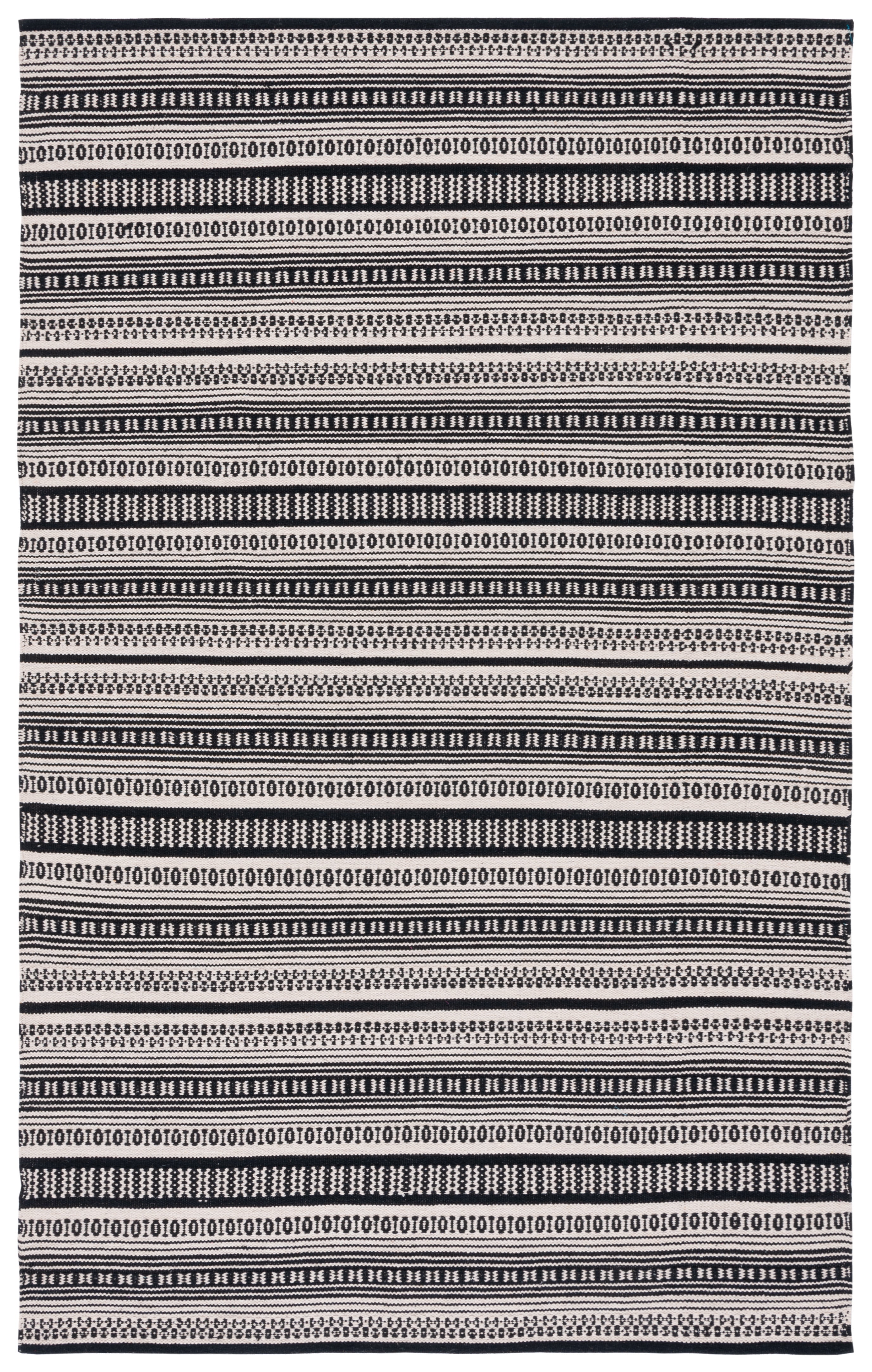 Montauk Black and Ivory Flatweave Cotton Rug
