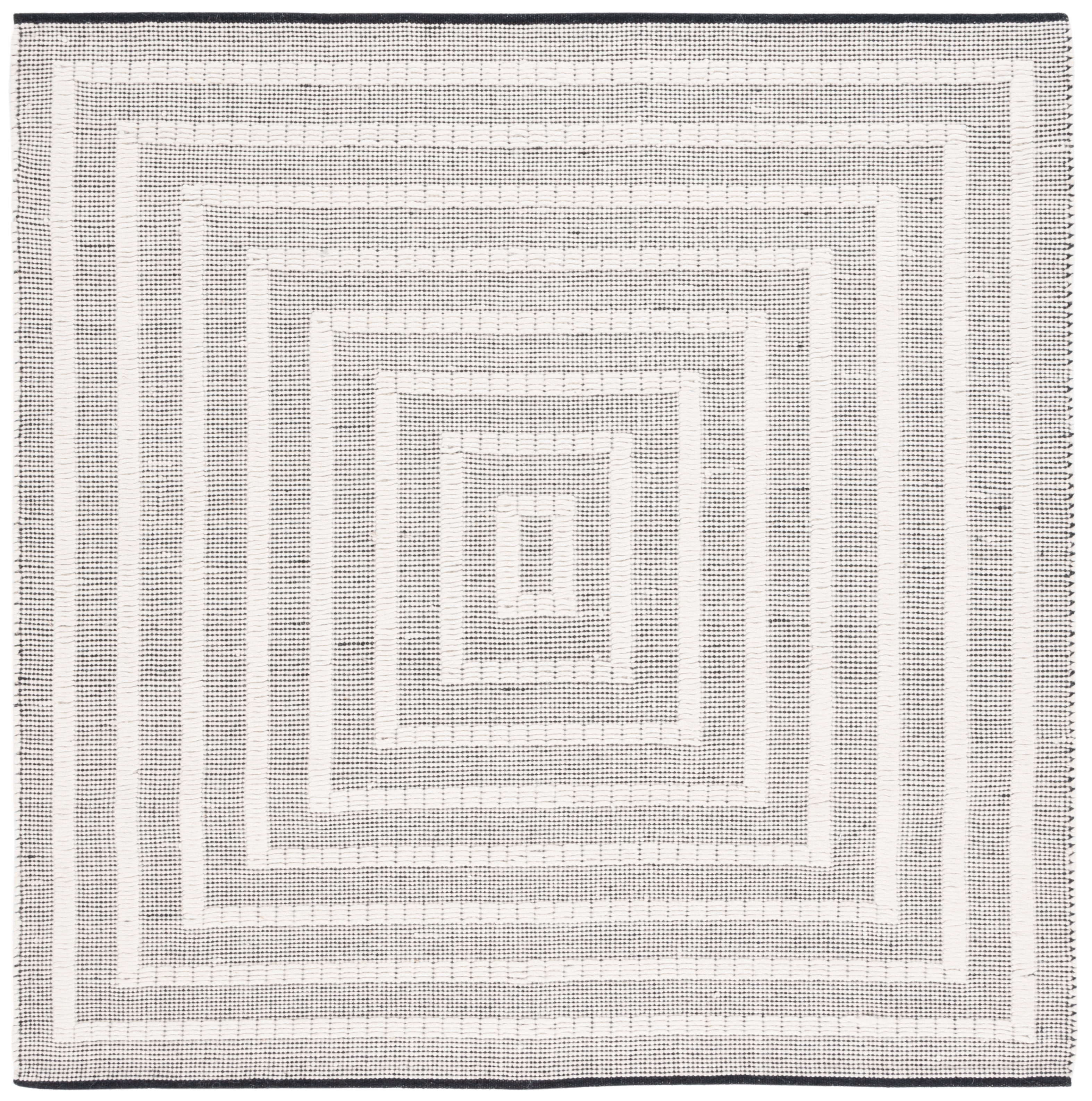 Safavieh 6' Square Black and Ivory Wool Flat Woven Rug