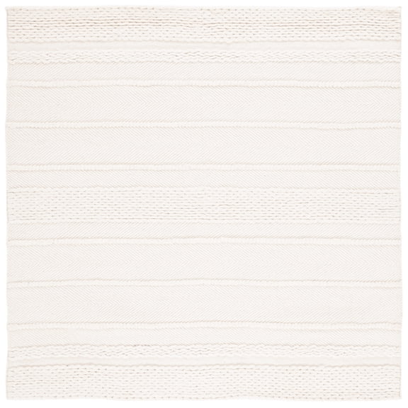 SAFAVIEH Natura Avery Solid Striped Braided Wool Area Rug, Natural, 12' x 12' Square