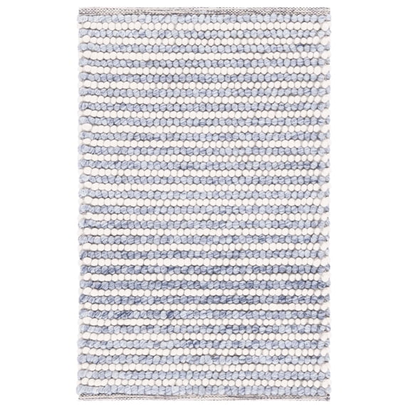 SAFAVIEH Natura Fredrick Striped Area Rug, Ivory/Blue, 2' x 3'