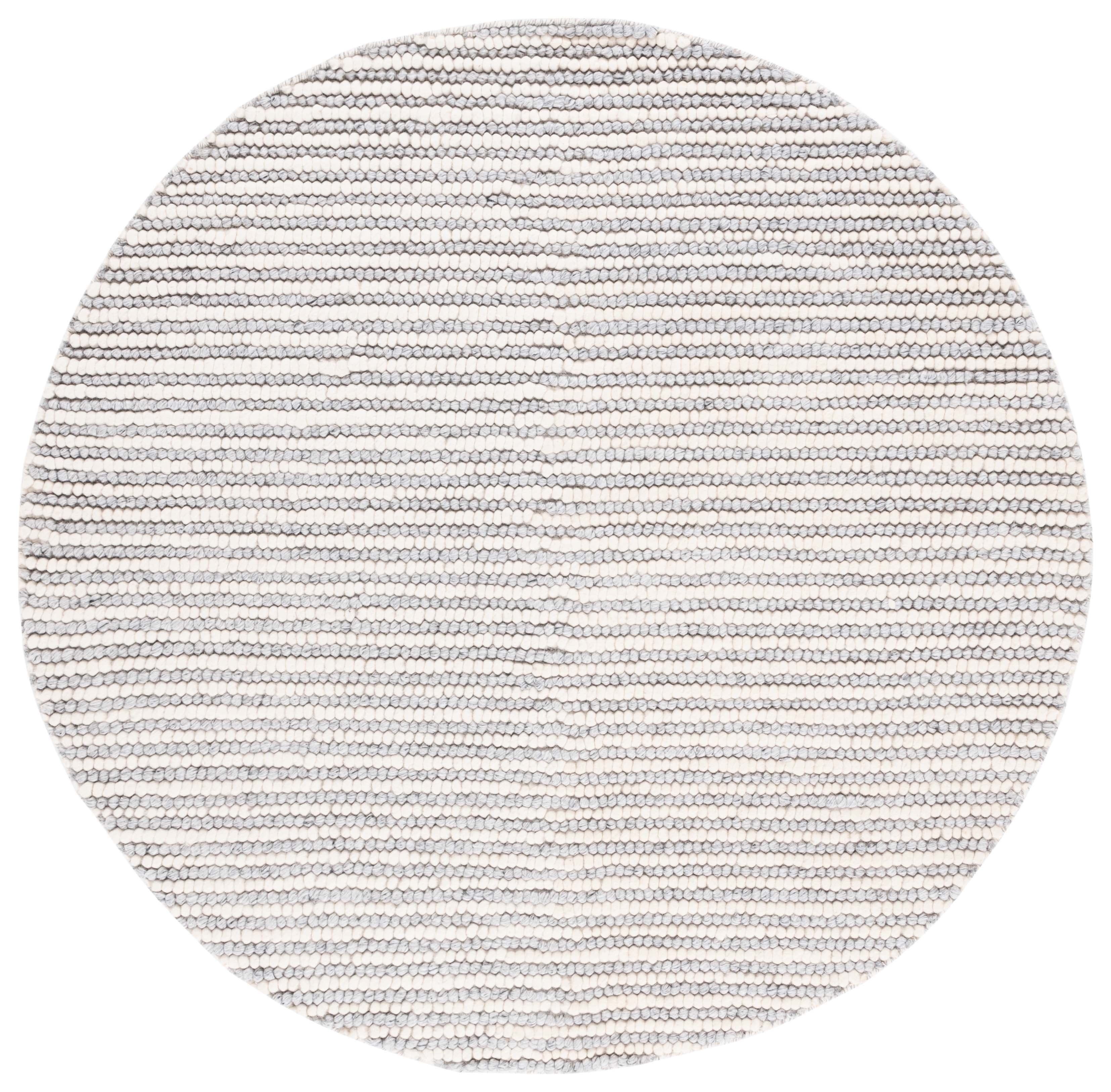 SAFAVIEH Natura Fredrick Striped Area Rug, Ivory/Grey, 8' x 8' Round