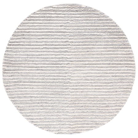 SAFAVIEH Natura Fredrick Striped Area Rug, Ivory/Grey, 8' x 8' Round