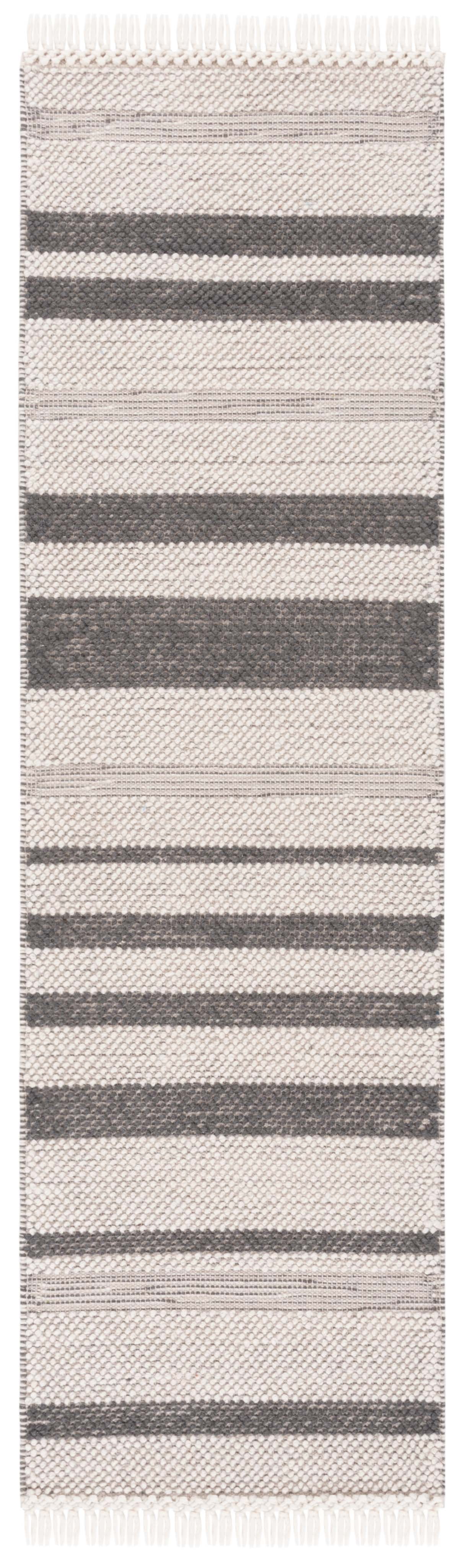 SAFAVIEH Natura Qendro Striped Runner Rug, Ivory/Dark Grey, 2'3" x 8'