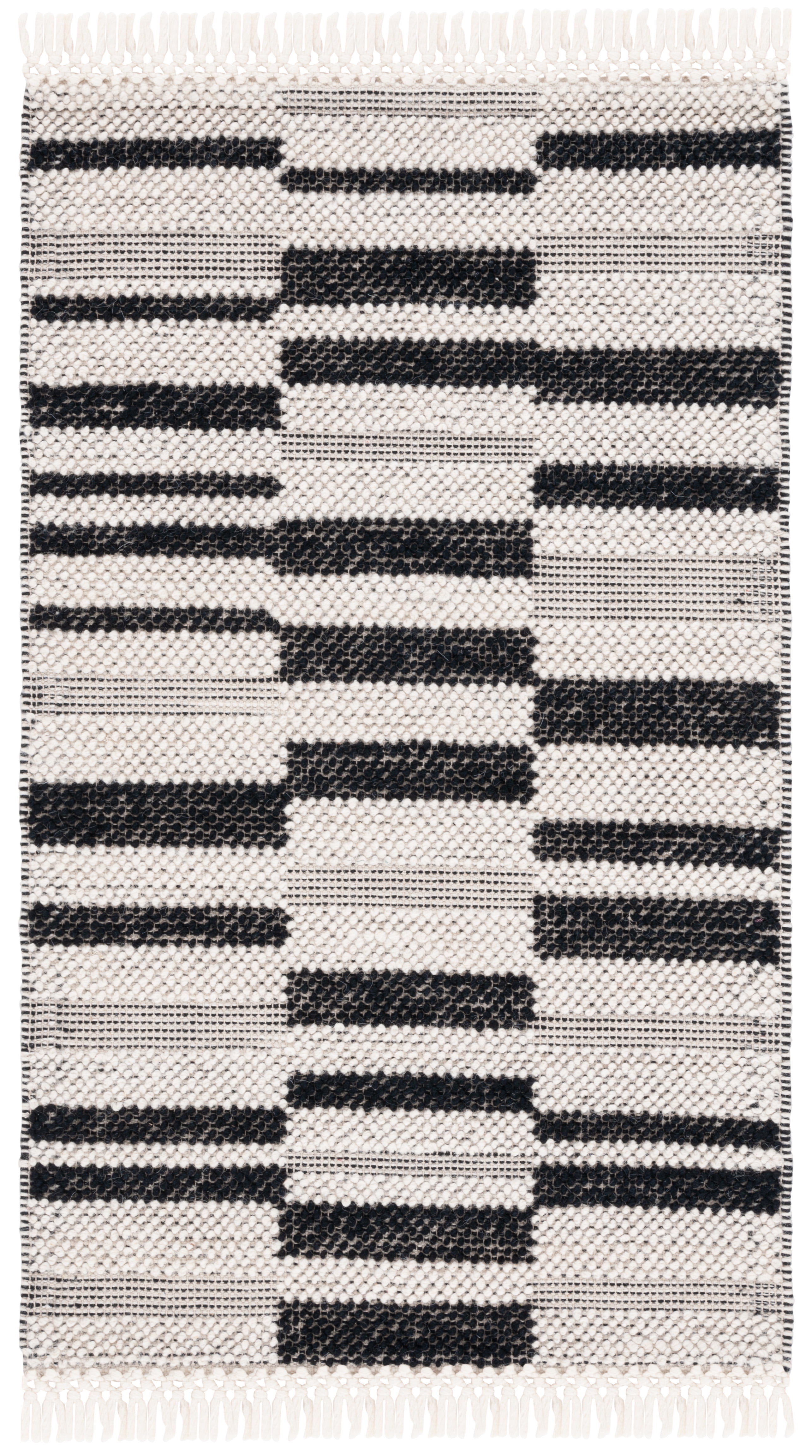 SAFAVIEH Natura Qendro Striped Area Rug, Ivory/Black, 4' x 6'