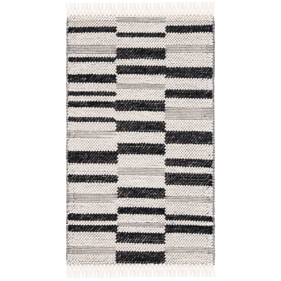 SAFAVIEH Natura Qendro Striped Area Rug, Ivory/Black, 4' x 6'