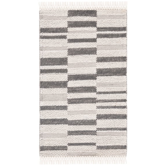 SAFAVIEH Natura Qendro Striped Area Rug, Ivory/Dark Grey, 4' x 6'