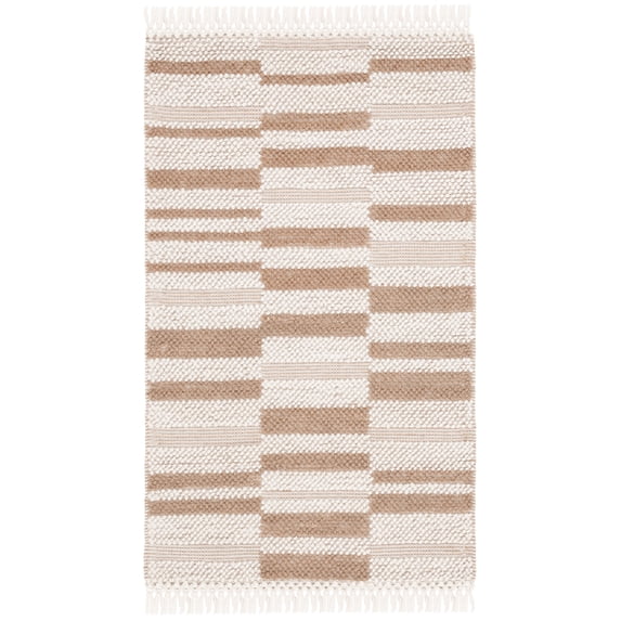 SAFAVIEH Natura Qendro Striped Area Rug, Ivory/Light Brown, 4' x 6'
