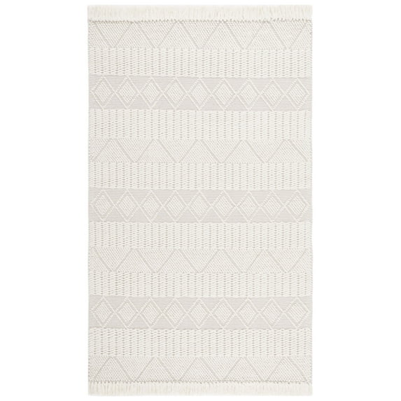 SAFAVIEH Natura Marvyn Southwestern Wool Area Rug, Ivory/Grey, 4' x 6'