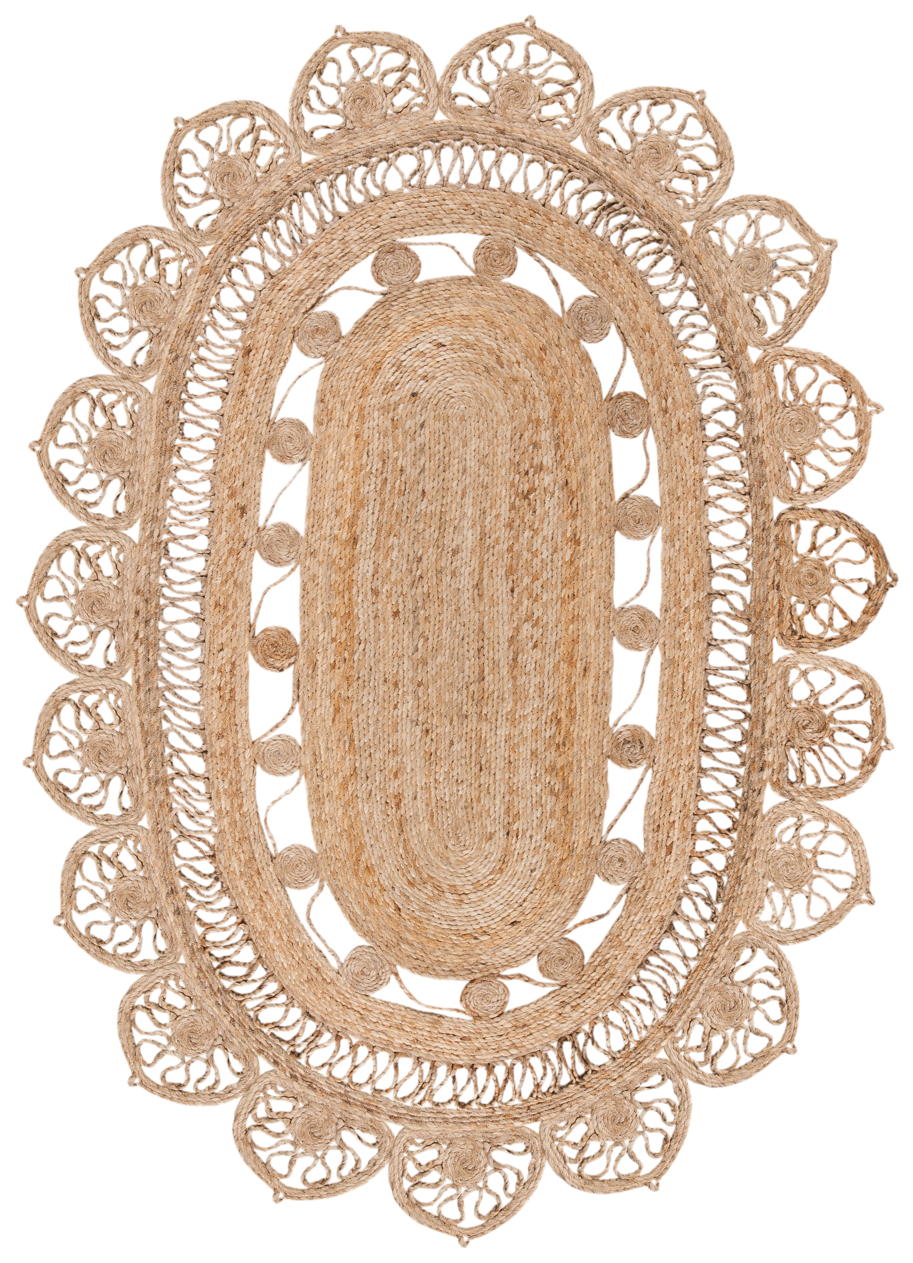 Eco-Friendly Handmade Oval Jute Area Rug - 7' x 9'