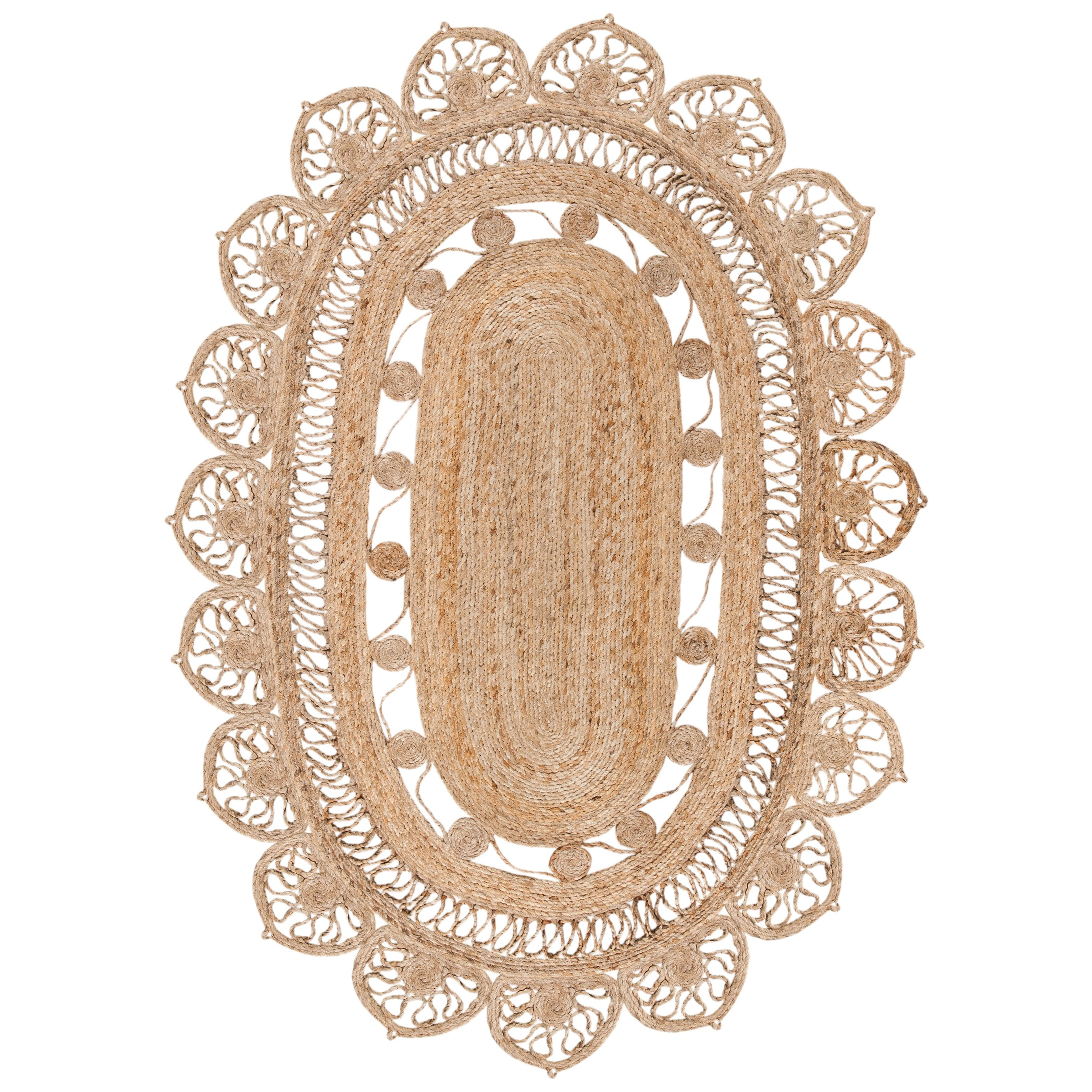 Eco-Friendly Handmade Oval Jute Area Rug - 7' x 9'