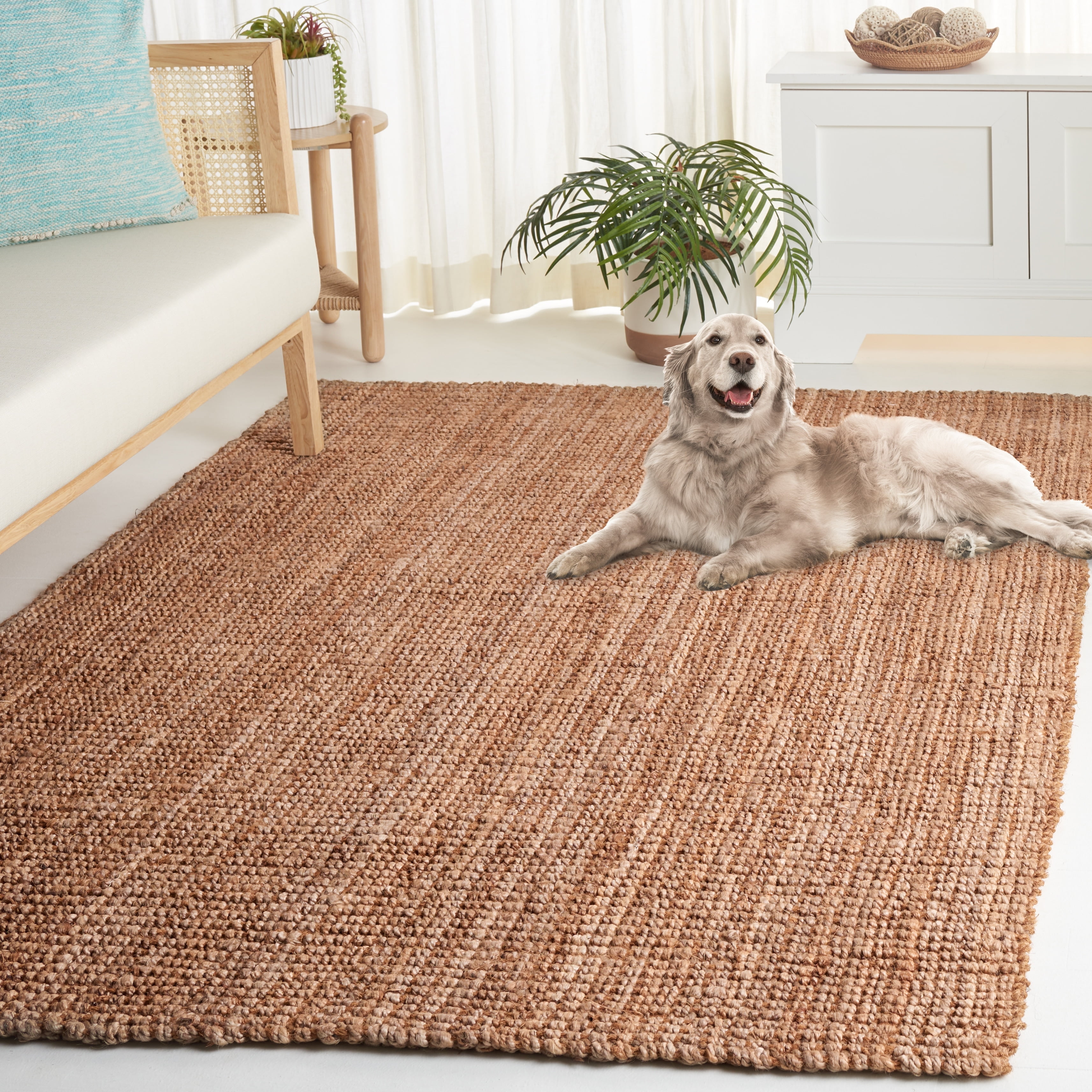 Natural Jute 3' x 3' Square Handmade Flat Woven Rug