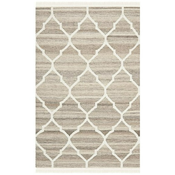 Safavieh  Handmade Natural Kilim Renelde Wool Rug with Fringe 2' x 3' 2' x 3' Accent, Indoor Entryway, Kitchen, Bathroom Rectangle