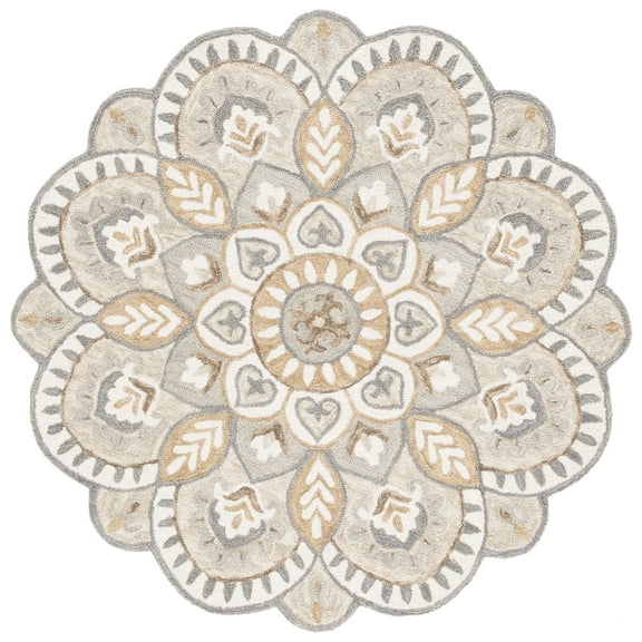 SAFAVIEH Novelty Mordikai Floral Area Rug, Ivory/Beige, 3' x 3' Round