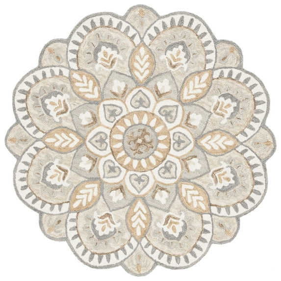 SAFAVIEH Novelty Mordikai Floral Area Rug, Ivory/Beige, 4' x 4' Round
