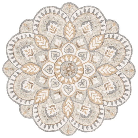 SAFAVIEH Novelty Mordikai Floral Area Rug, Ivory/Beige, 8' x 8' Round