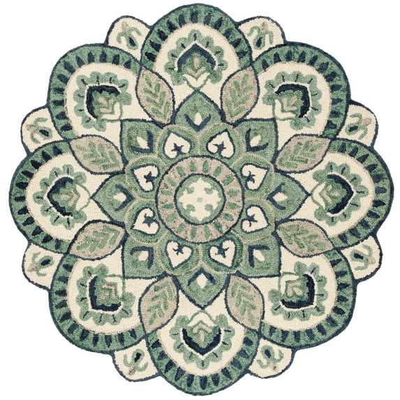 SAFAVIEH Novelty Mordikai Floral Area Rug, Ivory/Blue, 12' x 12' Round