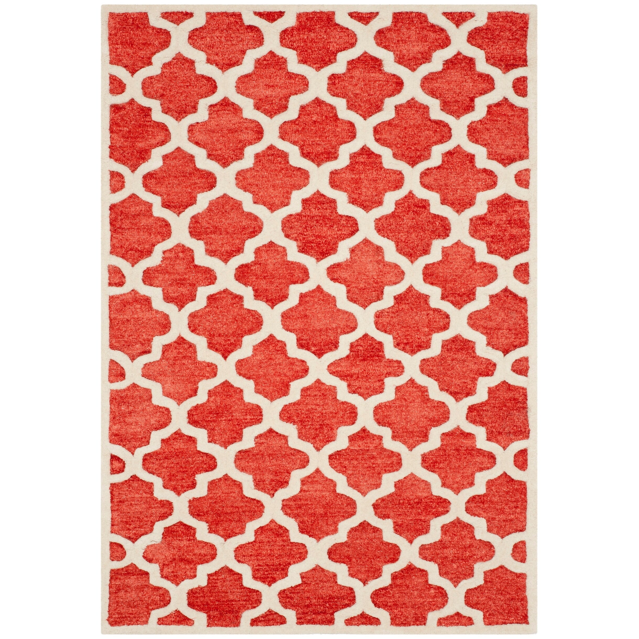 Handmade Rose Geometric Wool and Polyester Rug 4' x 6'