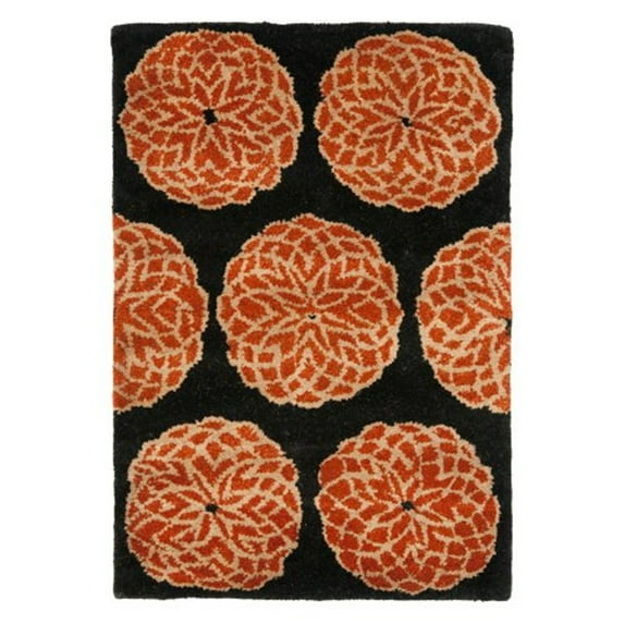 Contemporary Rug - Rodeo Drive Wool Pile -Rust/Black-Color:Rust/Black,Design:Contemporary,Shape:Large Rectangle,Size:9' 6''L x 7' 6''W