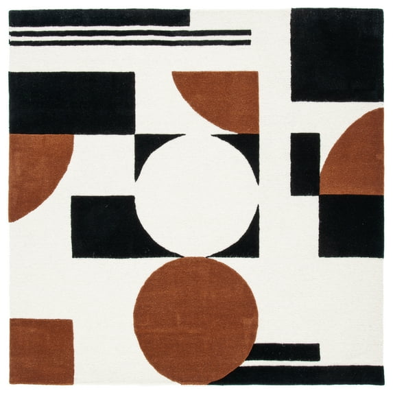 SAFAVIEH Rodeo Drive Darien Abstract Area Rug, Ivory/Black, 8' x 8' Square