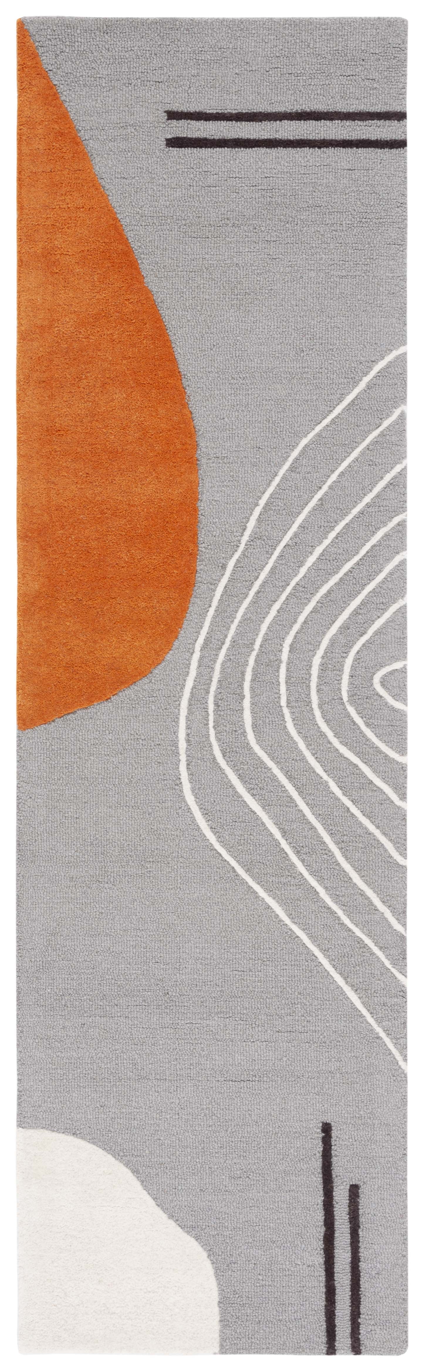 Ivory and Gray Hand-Tufted Wool Runner Rug
