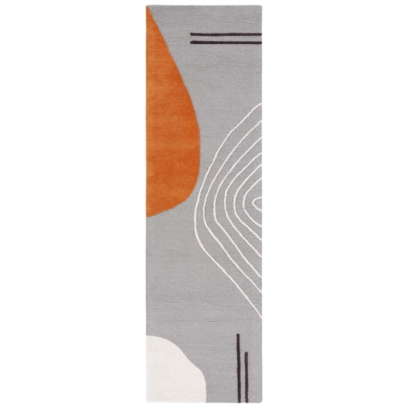 SAFAVIEH Rodeo Drive Dusan Abstract Runner Rug, Gray/Rust, 2'3" x 12'