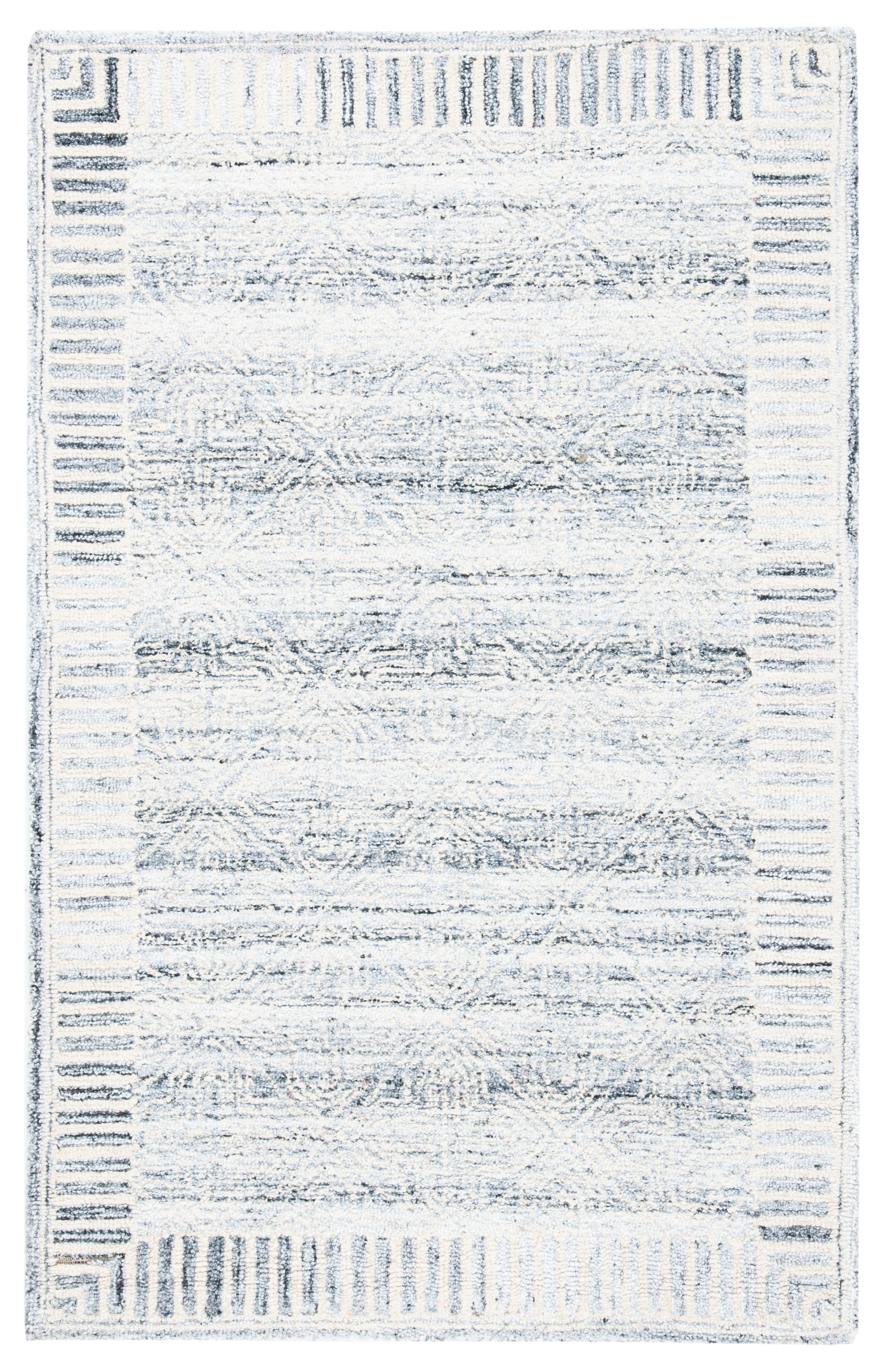 Ivory and Gray Hand-Tufted Wool Area Rug