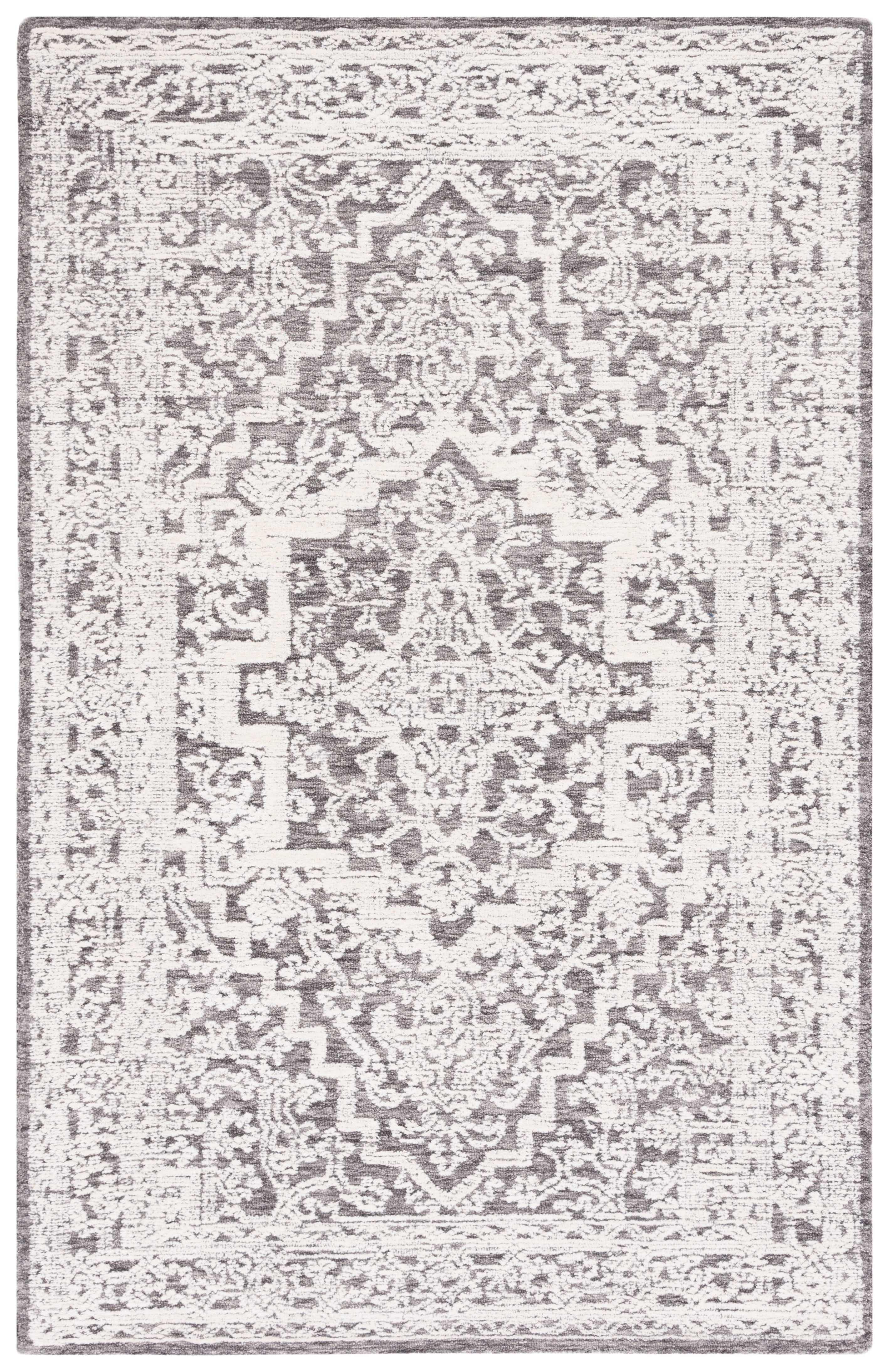 SAFAVIEH Roslyn Rionach Medallion Area Rug, Dark Grey/Ivory, 6' x 9'