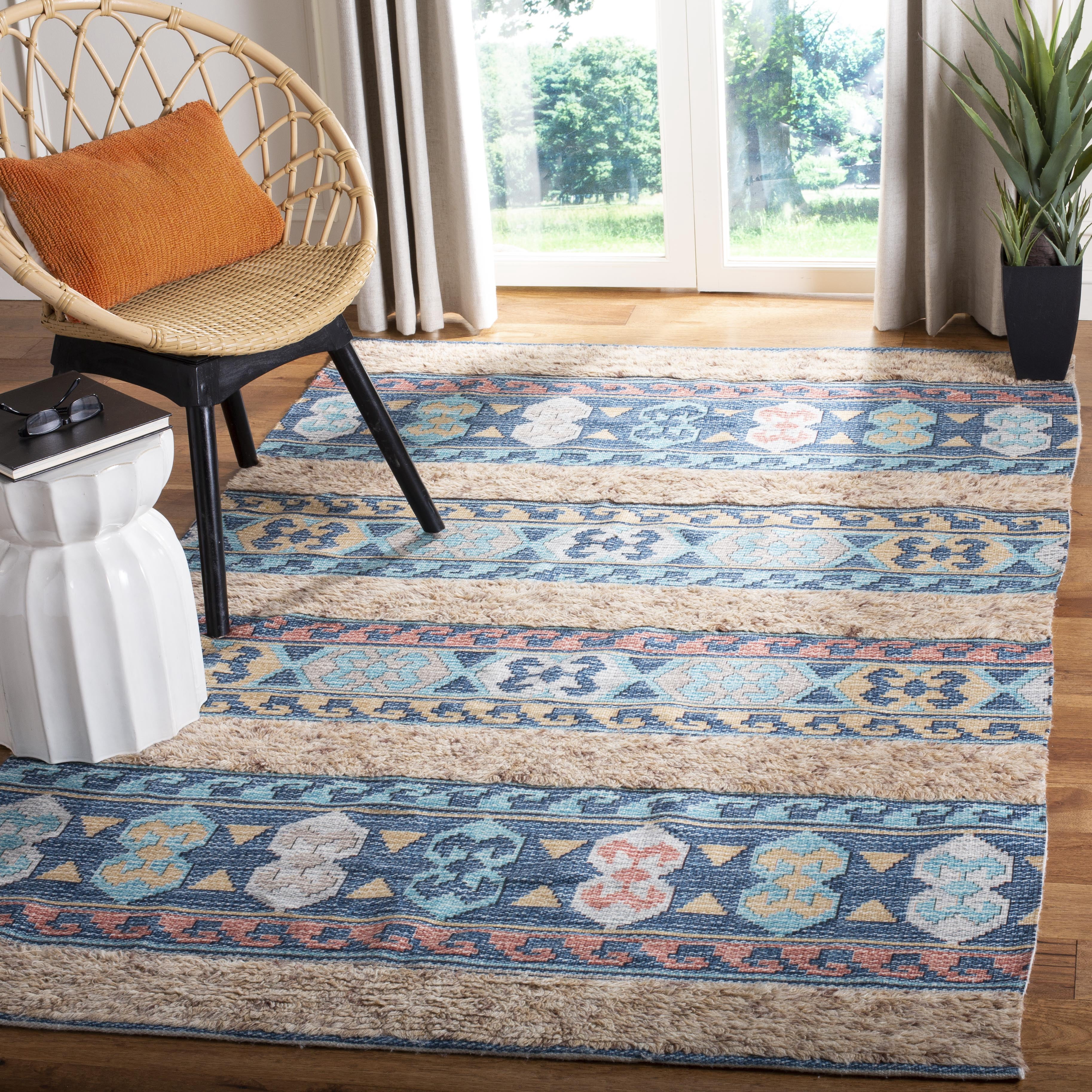 Safavieh Handmade Saffron Liliya Modern Tribal Cotton Rug 4' x 6' 4' x 6' Indoor