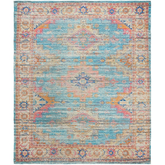 SAFAVIEH Saffron Lucius Floral Area Rug, Rust/Blue, 8' x 10'