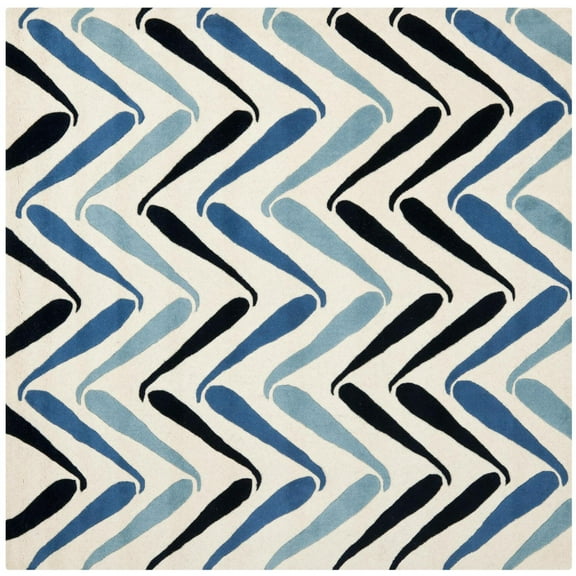 Safavieh  Handmade Soho Ivory/ Blue New Zealand Wool Rug 6'  x  6' 3' x 5',6' Square Indoor,Accent,Handmade Square