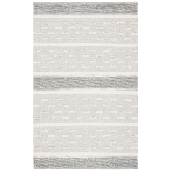 SAFAVIEH Striped Kilim Rory Striped Cotton Area Rug, Ivory/Grey, 10' x 14'