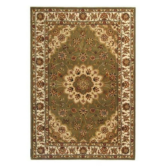Traditional Rug - Traditions Wool Pile -Green/Ivory-Color:Green/Ivory,Design:Traditional,Shape:Medium Rectangle,Size:9'L x 6'W