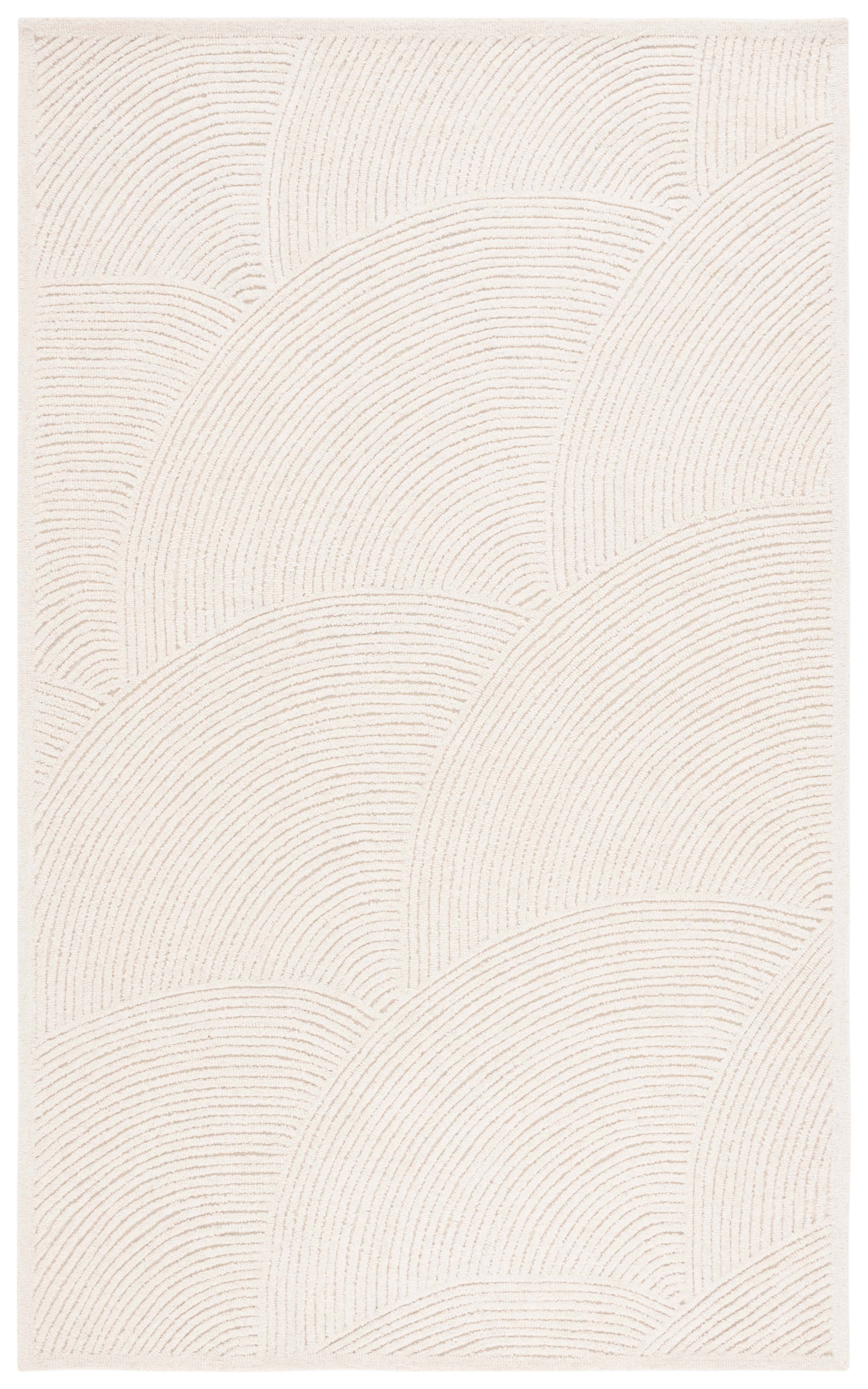 Ivory Geometric Hand-Tufted Wool 5' x 8' Rug