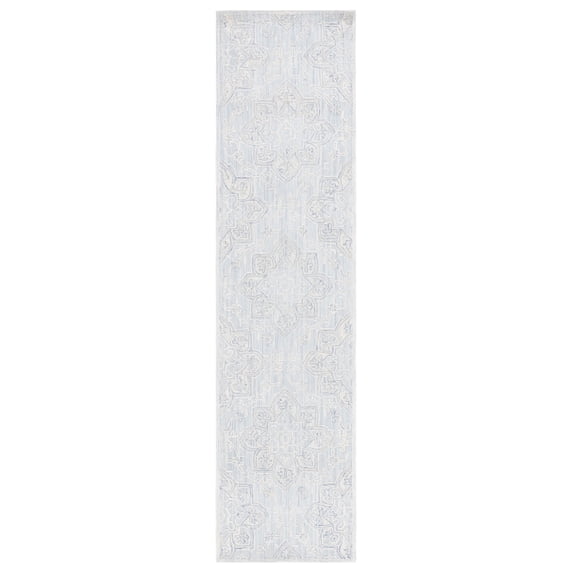 SAFAVIEH Trace Mia Medallion Runner Rug, Light Blue/Ivory, 2'3" x 9'