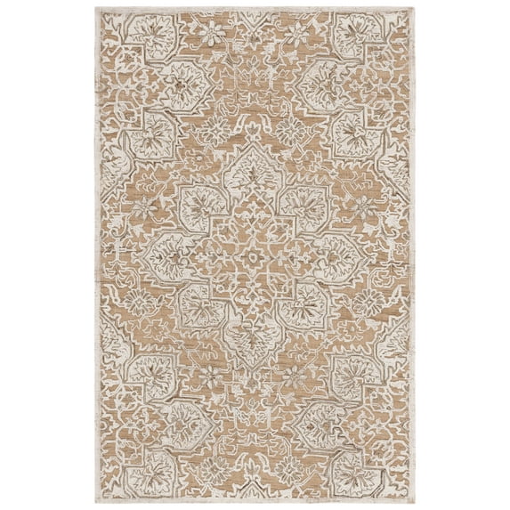 SAFAVIEH Trace Mia Medallion Area Rug, Gold/Ivory, 3' x 5'