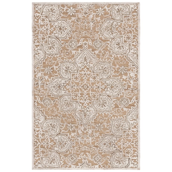 SAFAVIEH Trace Mia Medallion Area Rug, Gold/Ivory, 5' x 8'