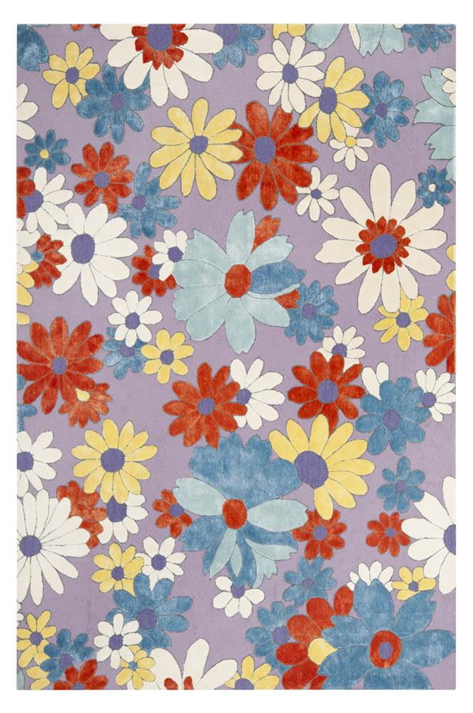 Handmade Blue Floral Wool and Viscose 8' x 10' Area Rug