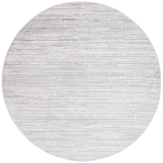 SAFAVIEH Hanna Trinity Striped Area Rug, Ivory/Light Grey, 6'7" x 6'7" Round
