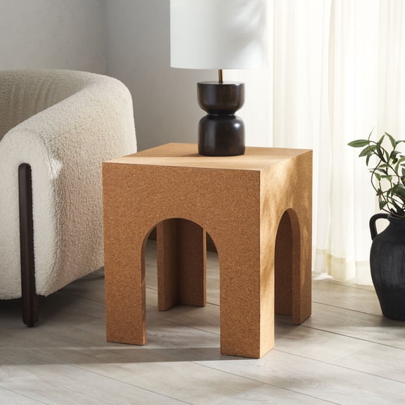 Safavieh Hansel Modern Cork Veneer and Wood End Table, Cork