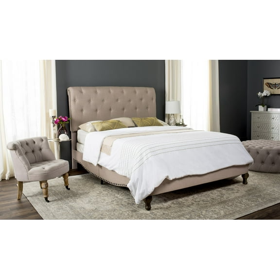 Safavieh Hathaway Modern Tufted Bed Frame with Nail Heads
