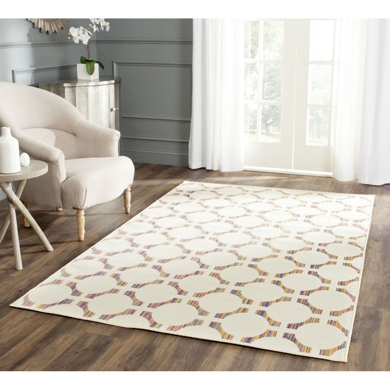 Multicolor Geometric Synthetic Kids Rug 5'1" x 7'7"