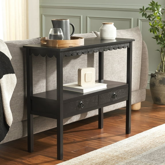 Safavieh Haven Cottage 2 Drawer Wood Console Table, Matte Black