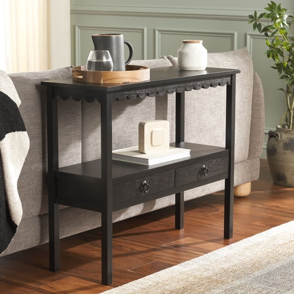 Safavieh Haven Cottage 2 Drawer Wood Console Table, Matte Black