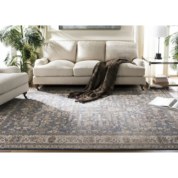 Safavieh Heirloom Selena Oriental Polyester Area Rug, Light Blue/Ivory, 6'7" x 6'7" Square