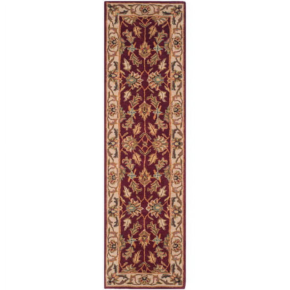 Red and Ivory Hand-Tufted Wool Runner Rug